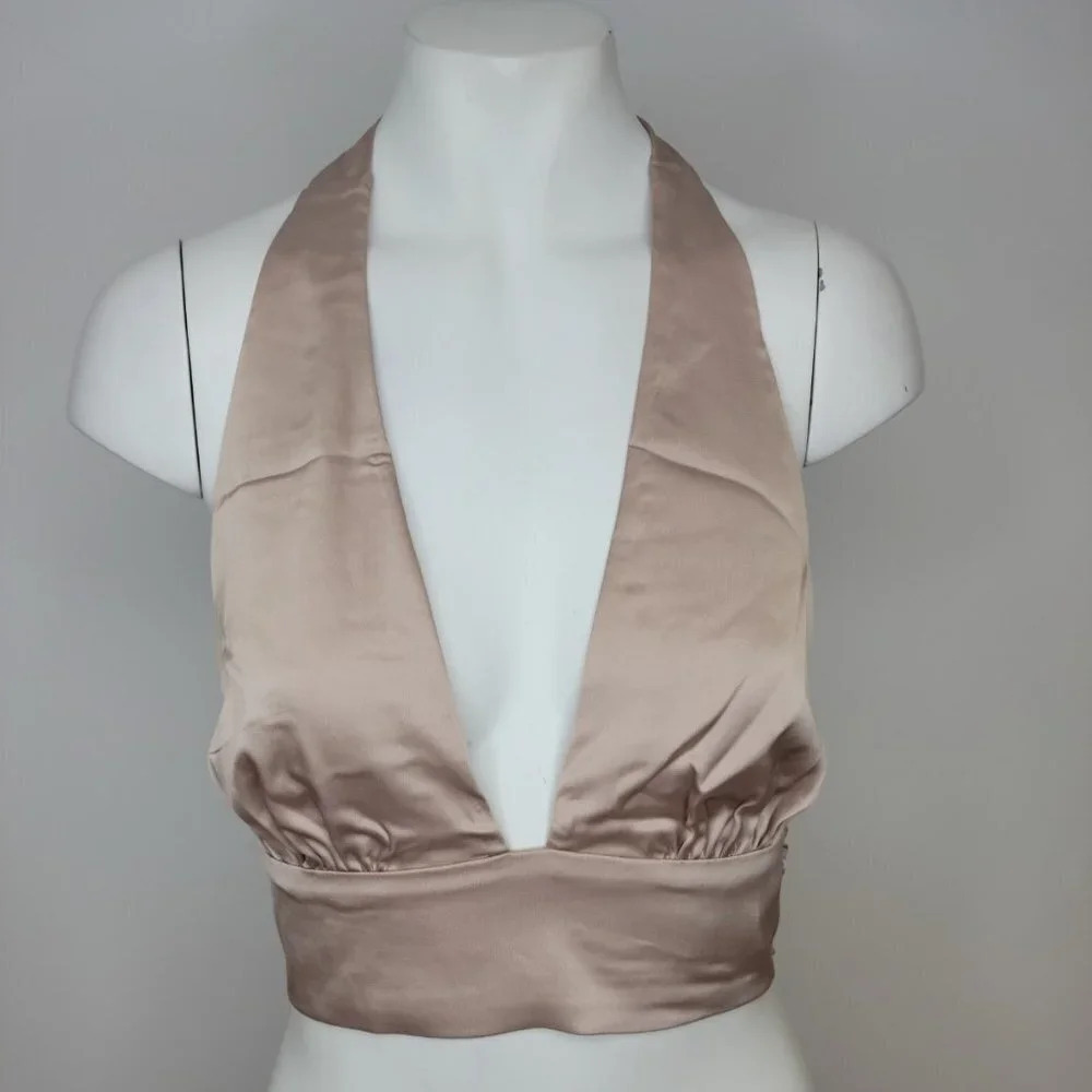 Fashion Nova Satin Halter Neck  Top